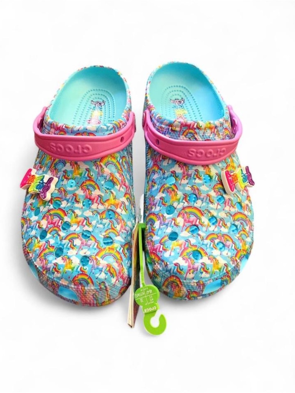 Lisa Frank x Crocs Classic Clog Rainbow Unicorn Arctic Blue Men 12 Women’s 14
